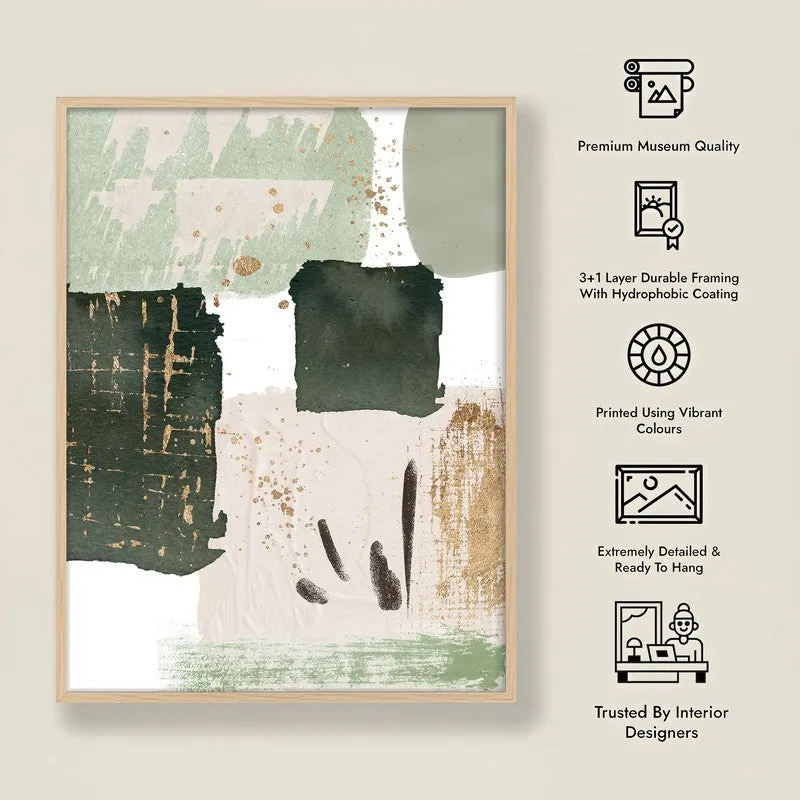 Earth & Sage Framed Canvas Archival Canvas Wall Painting - Natural Brown Frame media 7