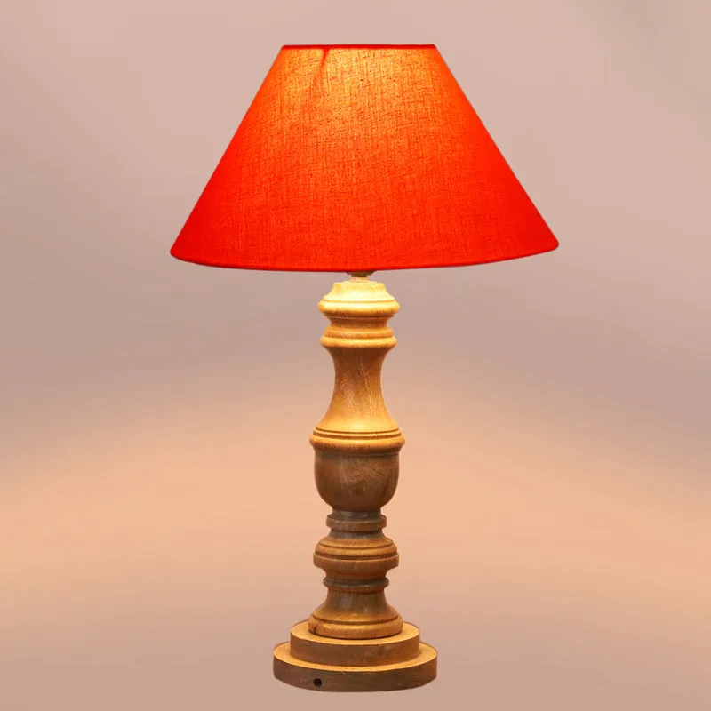 Cotin II Carve Wooden Table Lamp - Orange,Brown media 4