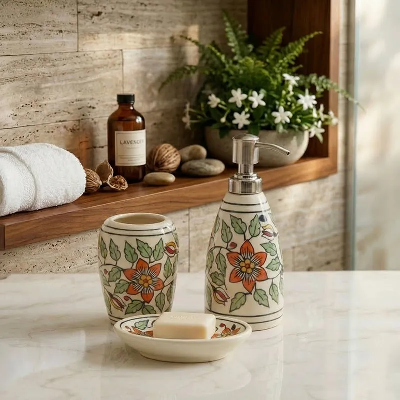 Aqua Charm Ceramic Bathroom Set - Three Piece Set media 1