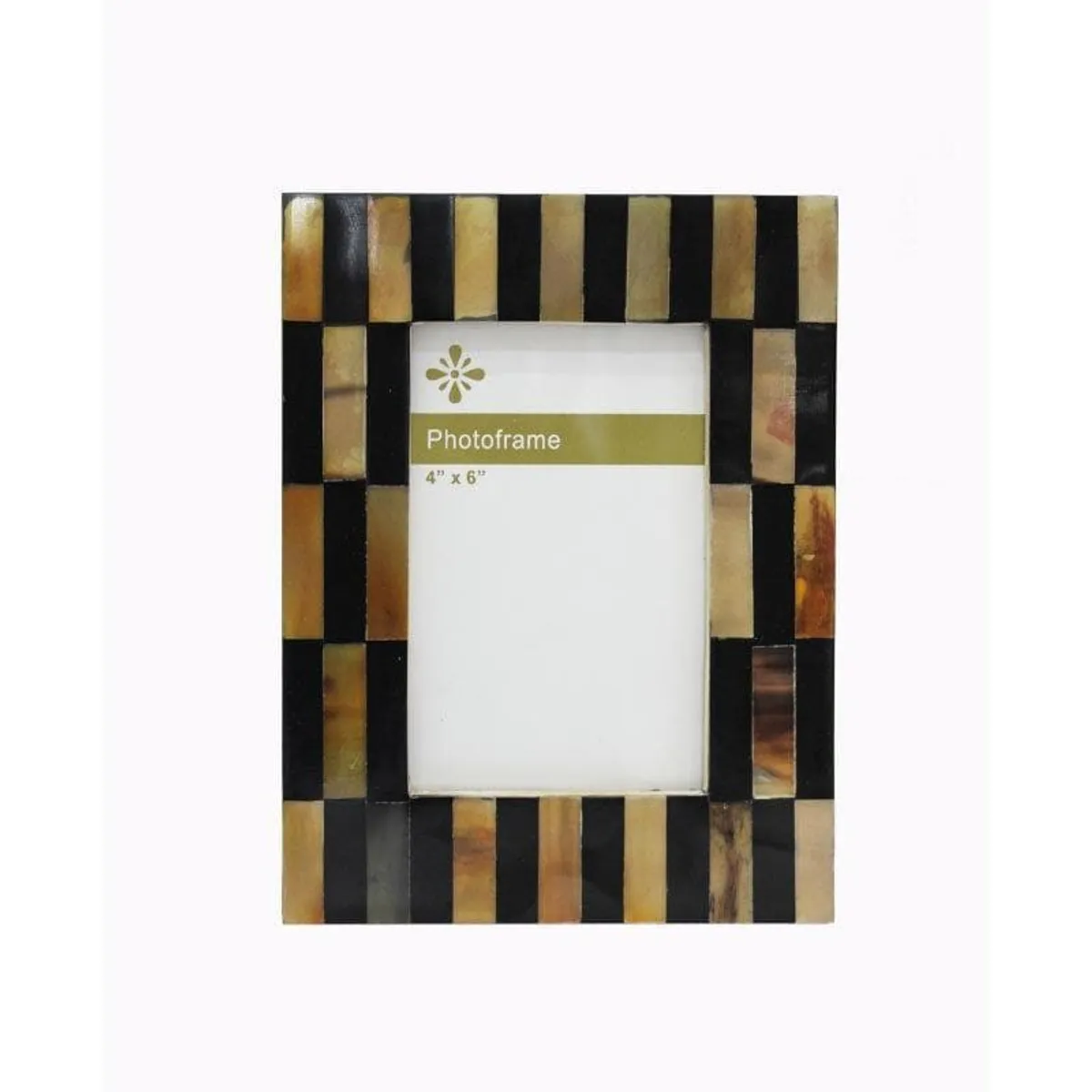Front-facing brown and black checked rectangular photo frame