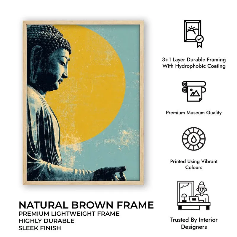 Buddha In Golden Aura II Archival Paper Wall Painting With Brown Frame media 9