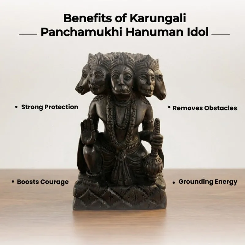 Panchmukhi Hanuman Ebony Wood Divine Idol media 8