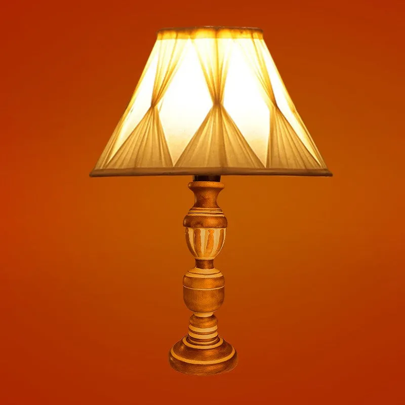 Zenrae Smocked Wooden Table Lamp - Ivory media 7