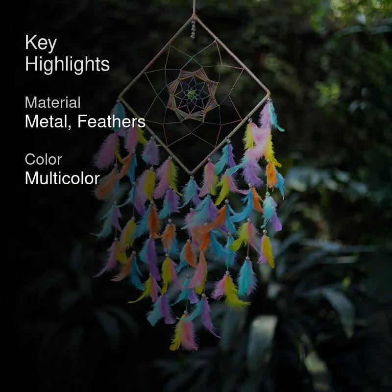 Rhombus Loom Rainbow Dreamcatcher With Light media 2