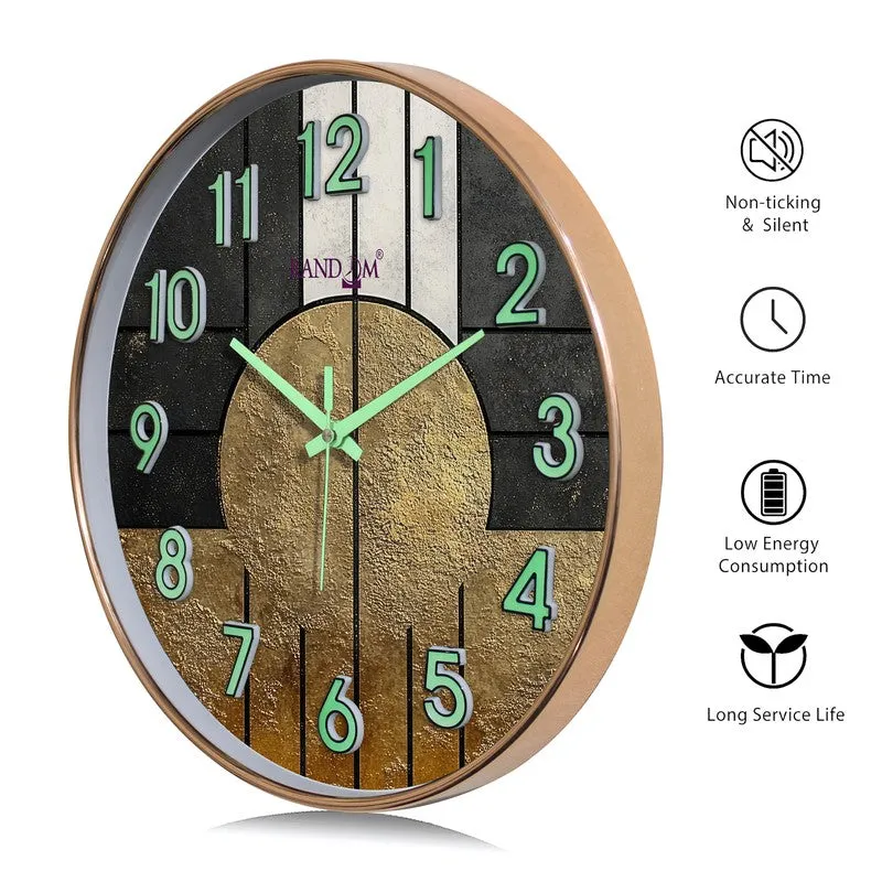 Oaklyn Round Modern Plastic Wall Clock - Black & Beige media 7