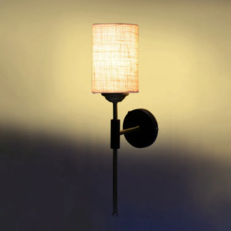 Beryll Cylindrical Jute Wall Lamp - Ivory media 5