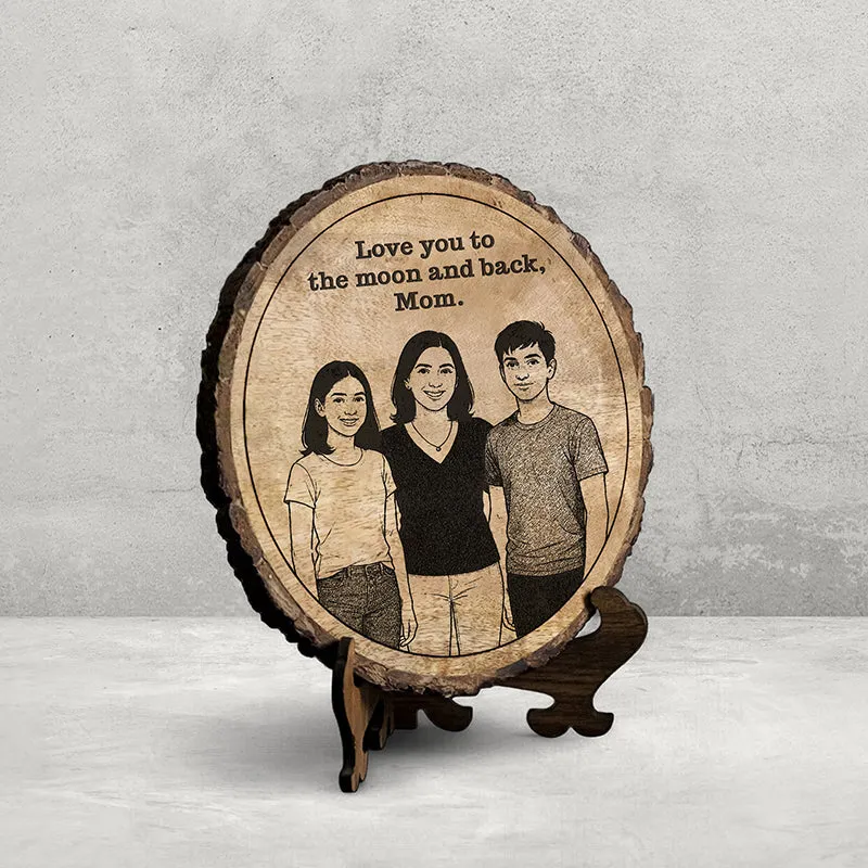 Love You To The Moon And Back Wood Showpiece - Round media 3