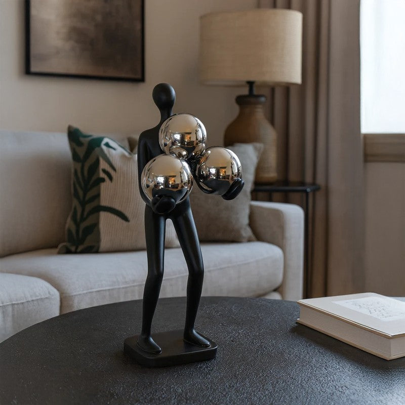 Modern Balance Trio Sphere Figurine Showpiece - Black media 5