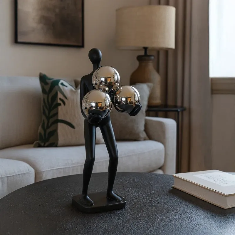 Modern Balance Trio Sphere Figurine Showpiece - Black media 5