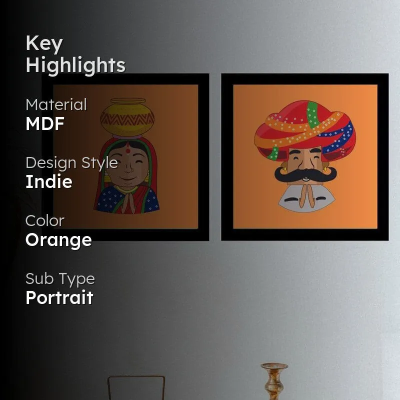 Folk Fuse Wall Accent (Orange) - Set Of Two media 2