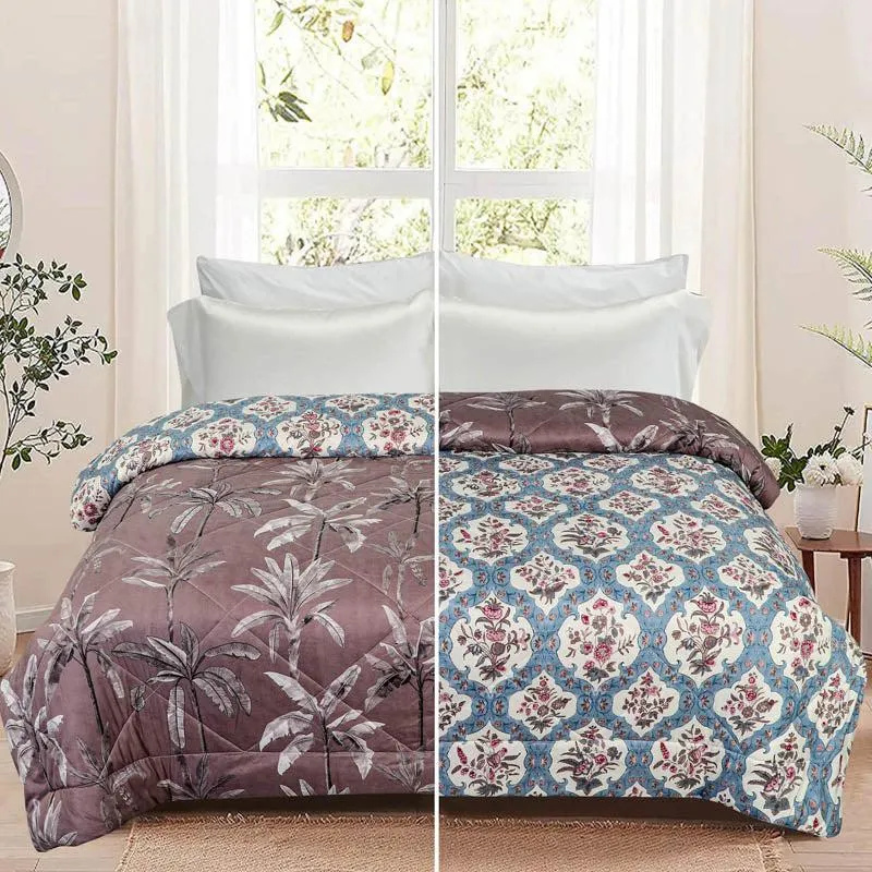 Seine Floral Cotton Reversible Comforter - 220 GSM media 4