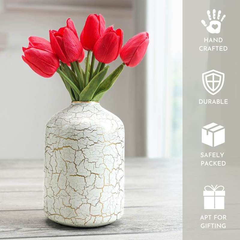 Rena Metal Bud Bottle Flower Vase - Off-white media 5