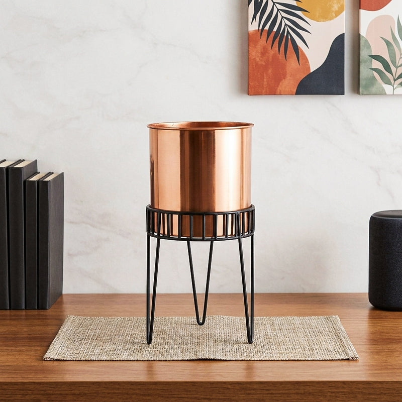 Zenva Stainless Steel Planter - Copper & Black