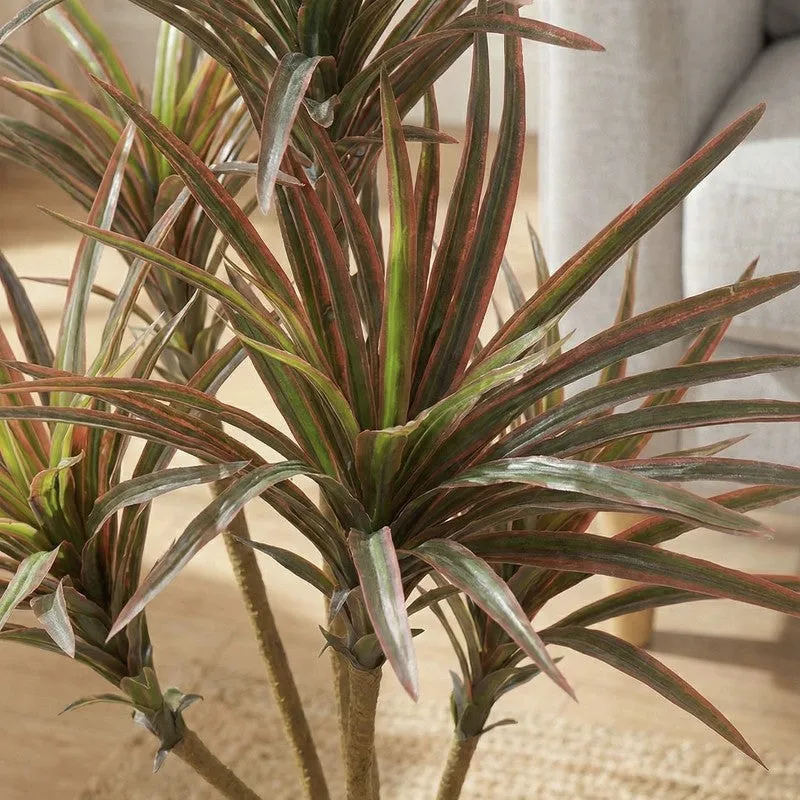 Arovi Artificial Red Green Yucca Plant With Black Plastic Pot 3 ft media 4