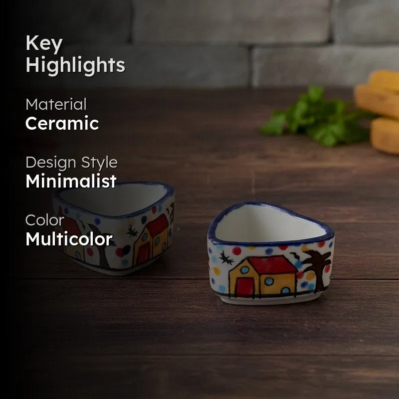 Bowlva Ceramic Dip Bowls (Multicolor ,50 mL Each) - Set Of Two media 2