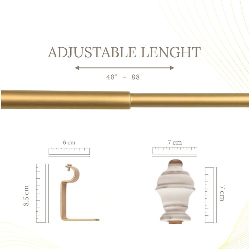 Chisel Bloc Extendable 1" Single Curtain Rod With Oval Finial & Brackets media 5