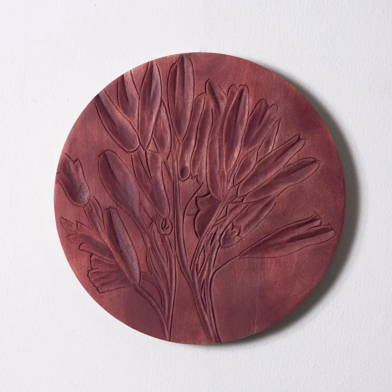 Crimson Petals Floral Wooden Carved Wall Plate media 4