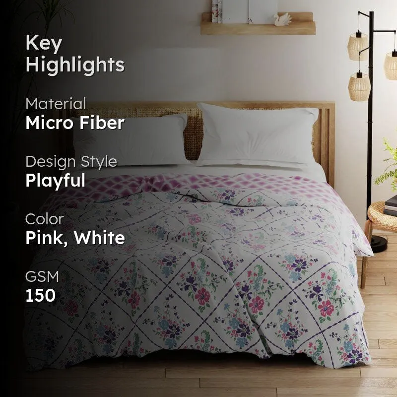 Manisha Reversible Microfiber Comforter (Pink) - 150 GSM media 2