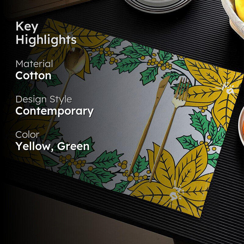 Acora Floral Placemat (Yellow) - Set of Four media 2