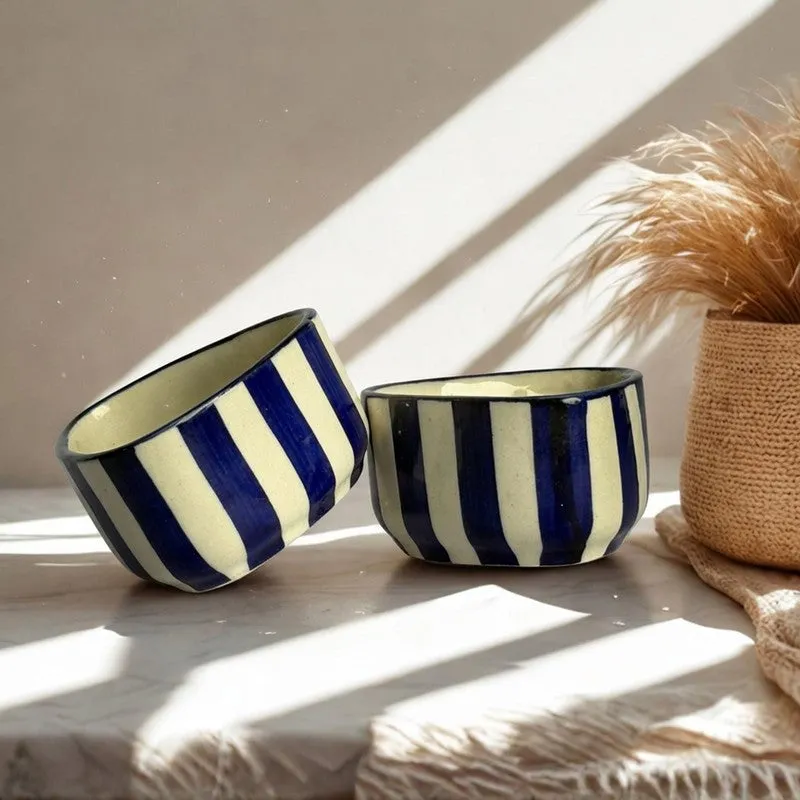 Annavya Ceramic Dip Bowls (Blue,White ,50 mL Each) - Set Of Two media 5