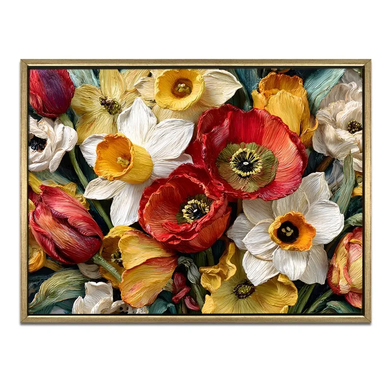 Floral Tapestry Canvas Wall Painting With Frame media 3