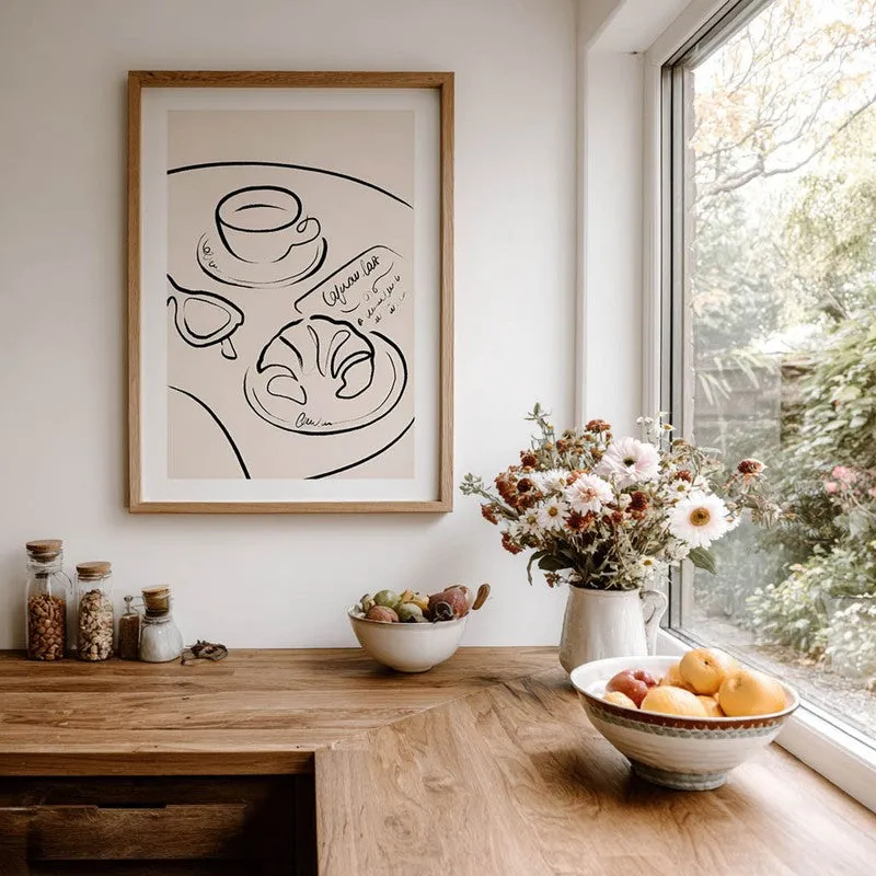 Contour Cuisine Archival Canvas Wall Art - Brown media 8