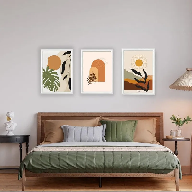 Earthy Aura Paper Wall Painting With Frame - White media 1