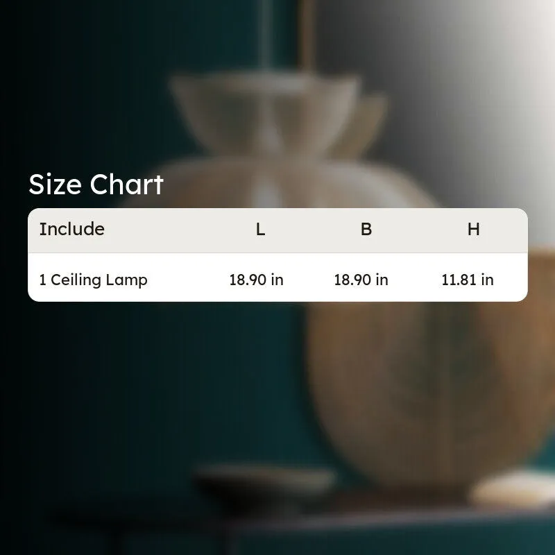 Size chart graphic for one ceiling lamp