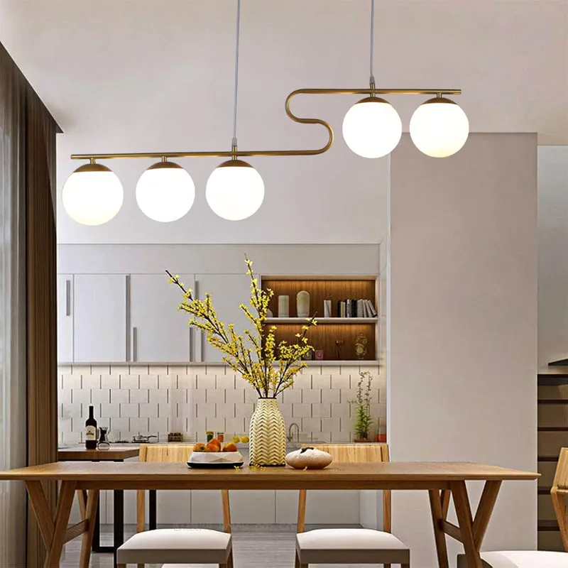 Celestial Curve Metal Ceiling Lamp - Gold & White media 2