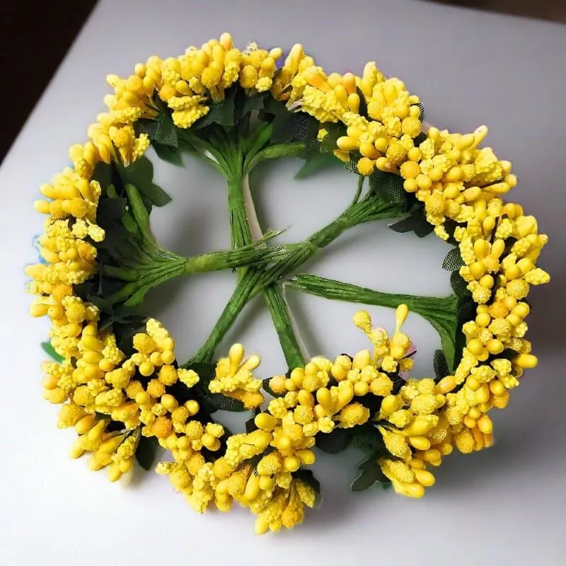 Faux Gypsophilia Flower Bunch (Yellow) - Set Of Twelve media 1
