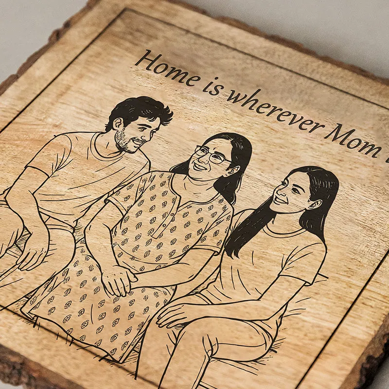 Home Is Mom Wood Showpiece - Square media 4