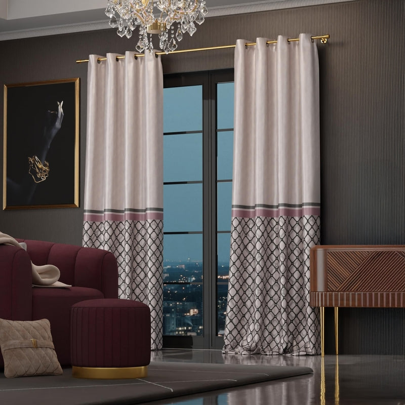 Noble Rose Satin Curtain - Set of Two - Window - 5 Feet