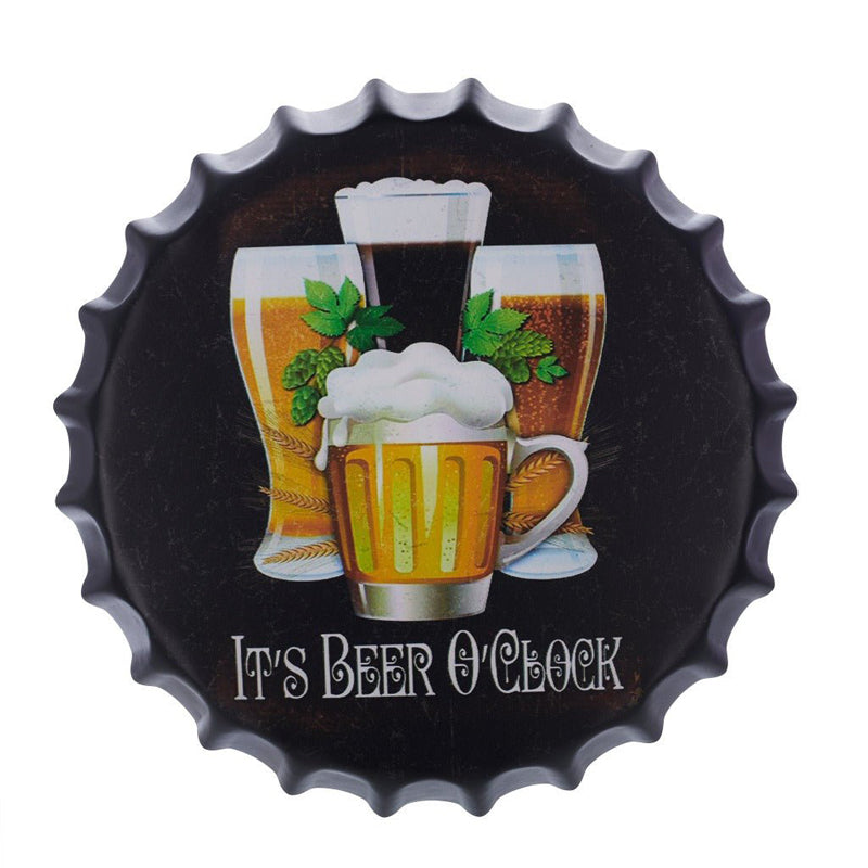 Its Beer O Clock Bottle Cap Metal Wall Accent media 3