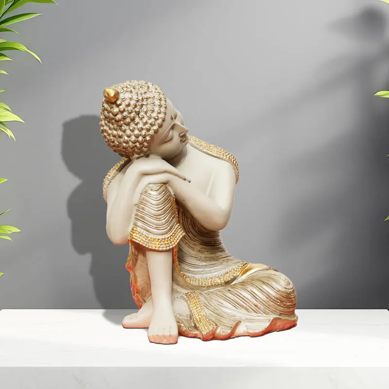 Zen Resting Buddha Showpiece - Cream media 3