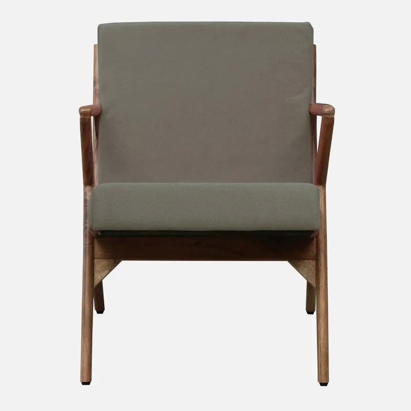 Metrona Acacia Wood Accent Chair - Grey media 4