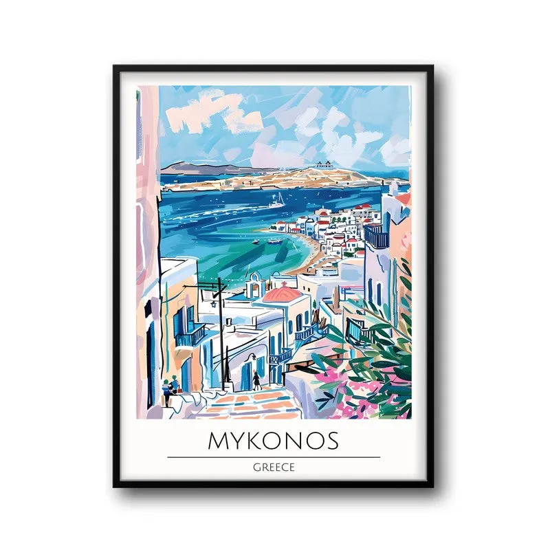 Vintage Mykonos Framed Canvas Wall Painting media 5