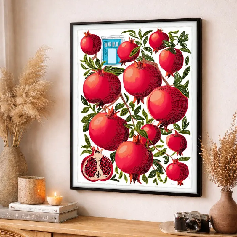 Pomegranate Canvas Wall Painting - Black Frame media 3