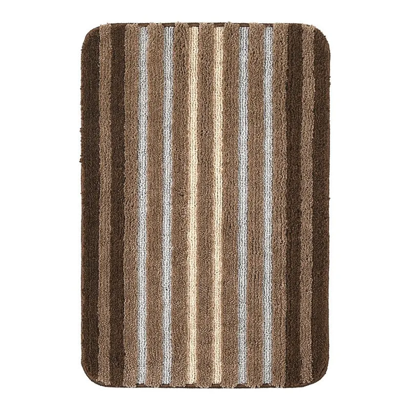 StripeScape Microfiber Bath Mats (Brown) - Set of Two media 3