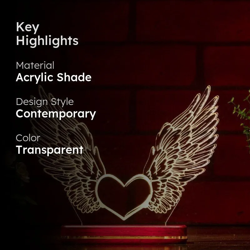 Wings Of Love LED Acrylic Table Lamp - Transparent media 2