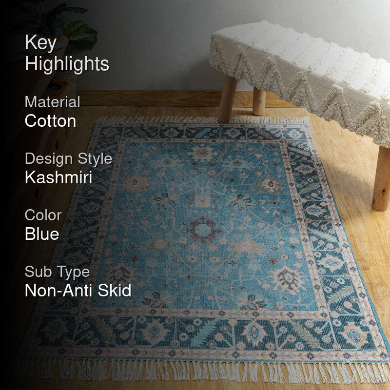 Tariq Hand Woven & Printed Cotton Dhurries media 2