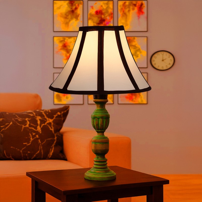 Arvello Zerin Wooden Table Lamp - White