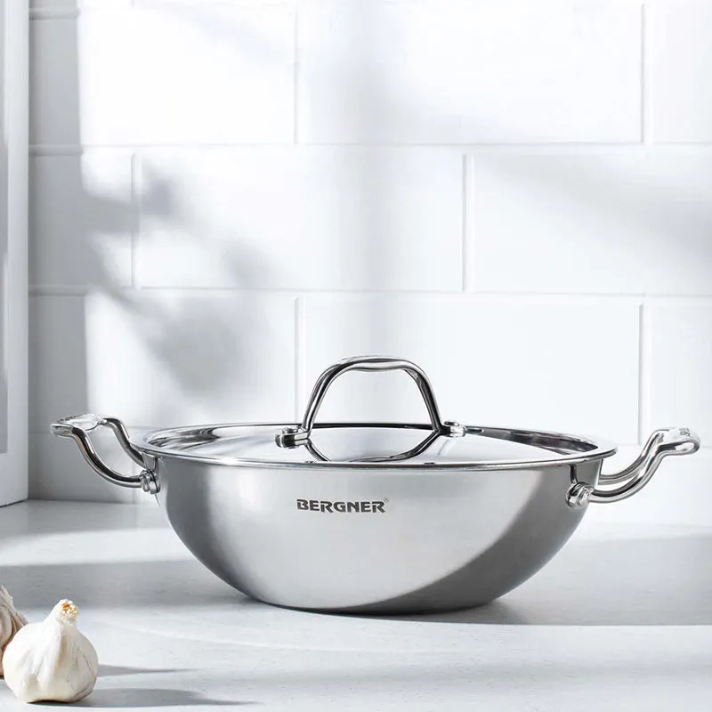 Bergner Argent Triply Deep Kadhai With Lid - 2800 mL media 1