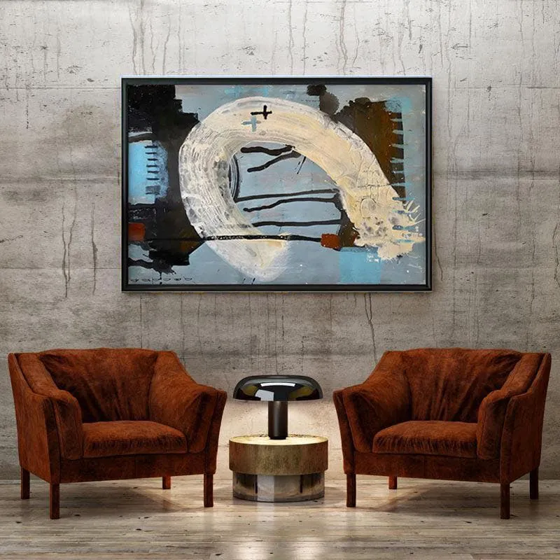 Fresh Start Abstract Canvas Painting - Blue - Black Frame media 4