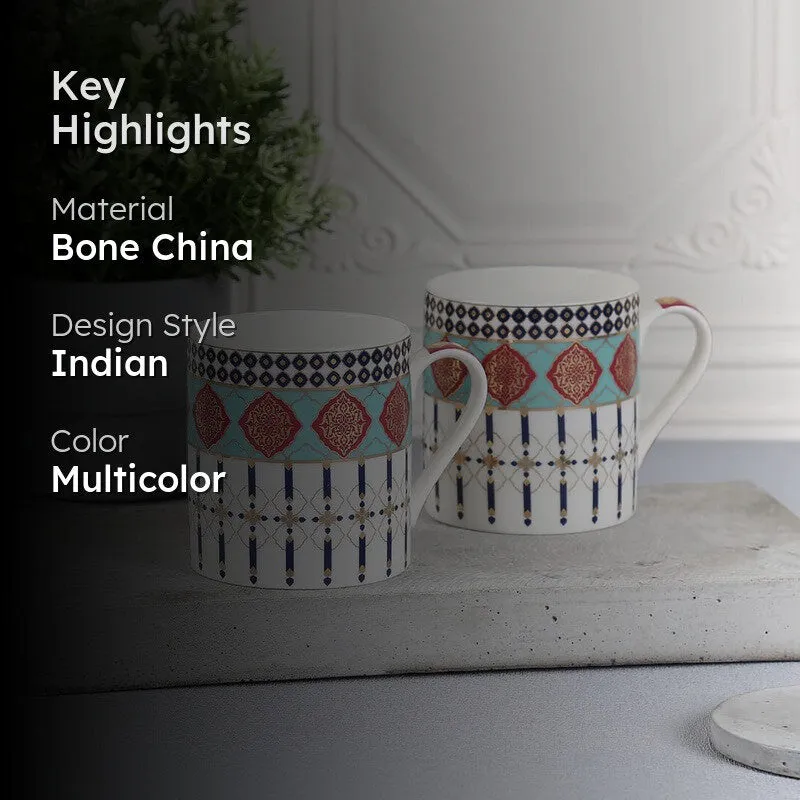 India Circus Circus Floral Bone China Coffee Mug (350 mL Each) - Set Of Two media 2
