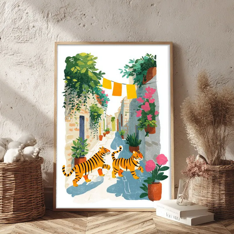 Sunwashed Canvas Wall Painting - Brown Frame media 3