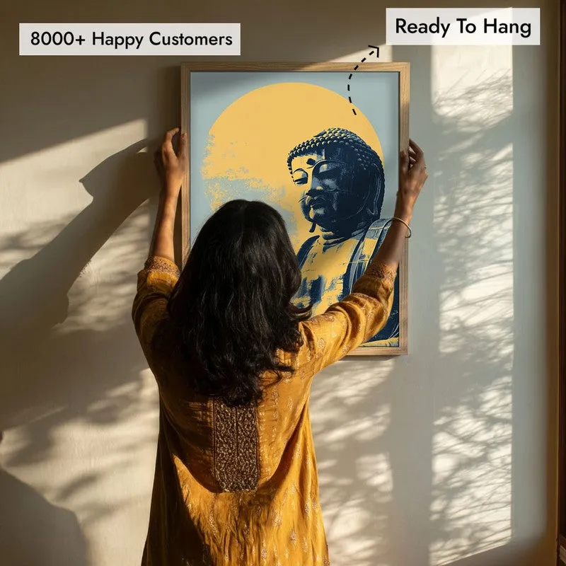 Buddha In Golden Aura V Archival Paper Wall Painting With Brown Frame media 7