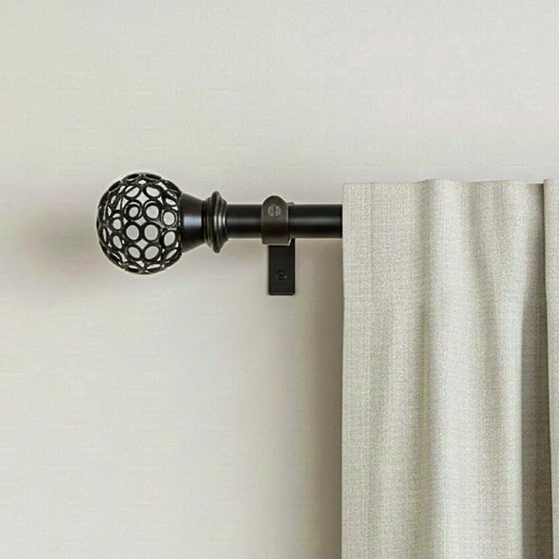 Filigrette Extendable 1" Single Curtain Rod With Round Finial & Brackets media 1