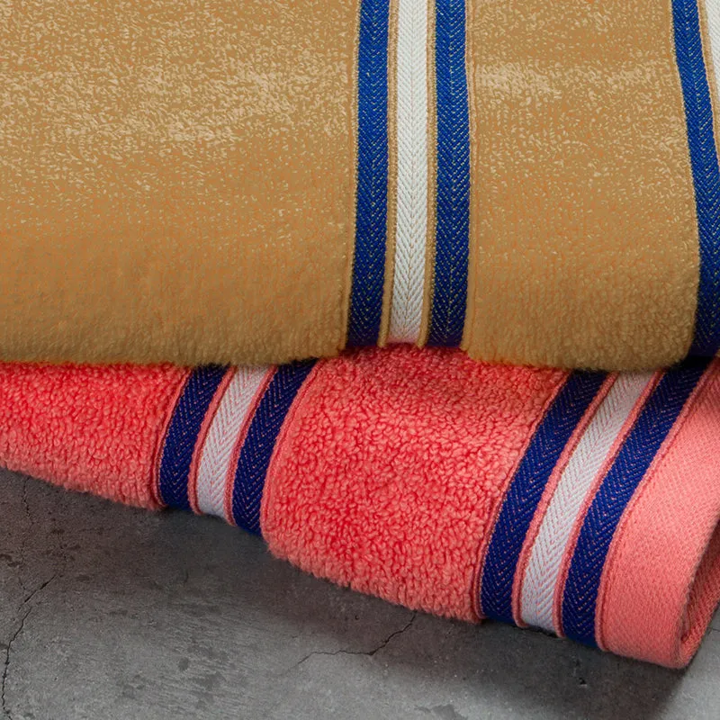 Nautica Dual Down Cotton Bath Towel (Beige & Coral) - Set Of Two media 5