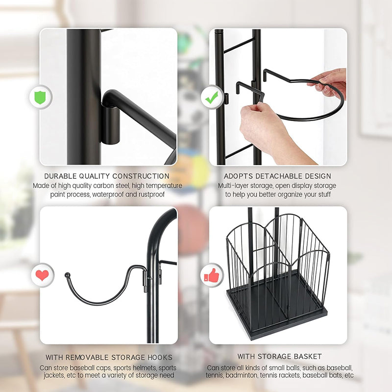 All-in-One Sports Ball and Equipment Storage Rack media 5