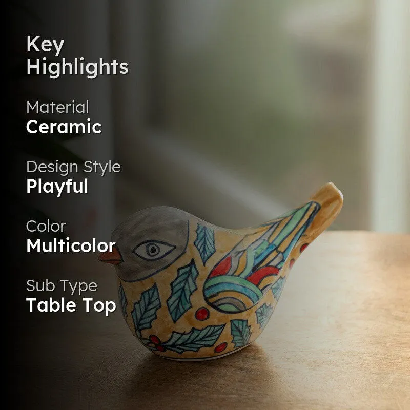 Chirpy Charm Ceramic Handpainted Showpiece media 2